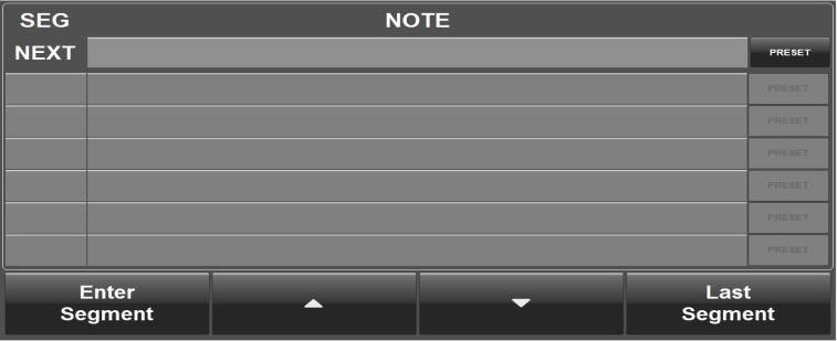 Selecting a preset note Oasis has the ability to store a list of preset notes.