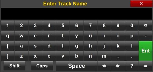 Track Naming From the track name page all 12 card tracks can be named and color coded. The name entered here will be used in the metadata and will appear in the meters for that input.