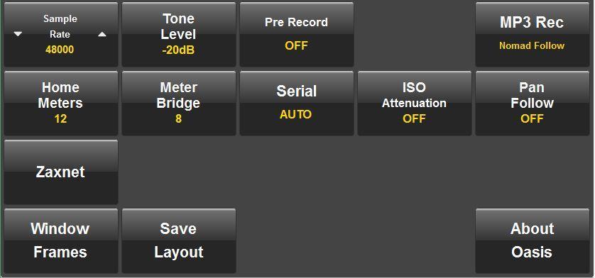 Setup Menu Setup Menu Sample rate - Adjust the sample rate of Nomads recorder. Tone Level - Adjusts the tone level of Nomads tone generator. Pre Record - Adjust the pre-record time for Nomad.