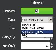 ENGLISH Equalizer Click EDIT to open the EQ setting window (of its respective audio input). It is possible to set up to 3 independent filters (Filter 1, 2, 3).