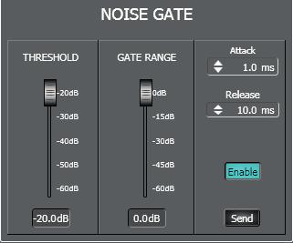 ENGLISH Noise Gate The noise gate automatically reduces an audio input level when its signal is below the defined threshold (or absent).