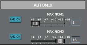MAX NOM1: sets the maximum number of open channels simultaneously (assigned to the automixer no.1 and with NOM 1 activated).