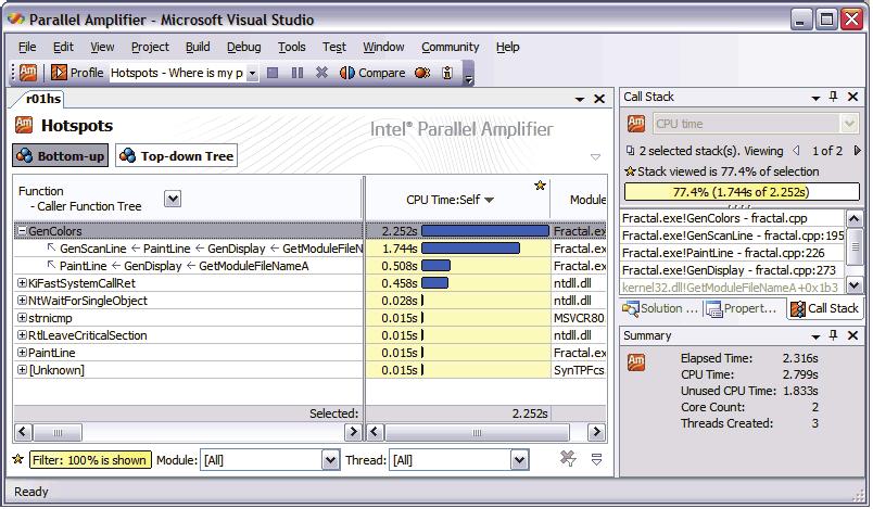 TUNE THREADING AND PERFORMANCE PROFILER Amplifier 2011 Amplifier is a threading and performance profiler for Microsoft Visual Studio C/C++ developers who need to understand an application s parallel