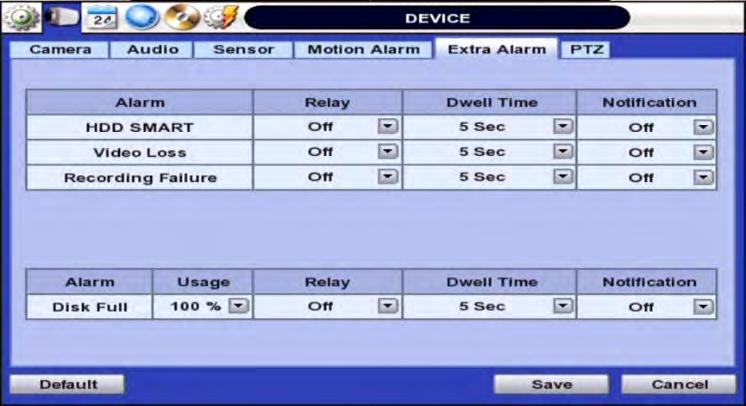 To enable, check the box next to each channel, select the notification option (beep and/ or camera popup), select to enable a relay output when motion alarm is triggered, and set the dwell time for