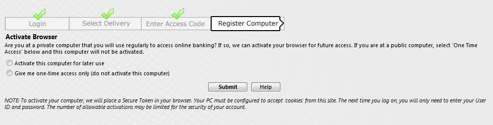 If you are on a private/personal computer and select activate this computer for future use, the site will activate your browser for future use.