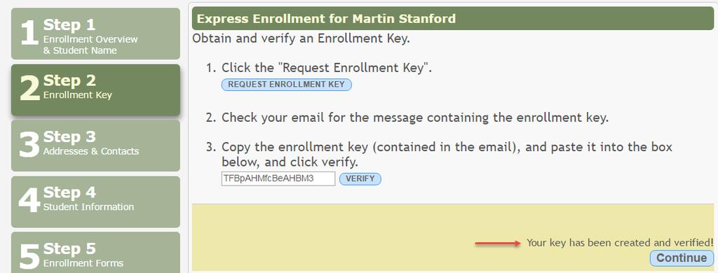 Click Continue. The Step 3 - Addresses & Contacts page opens.