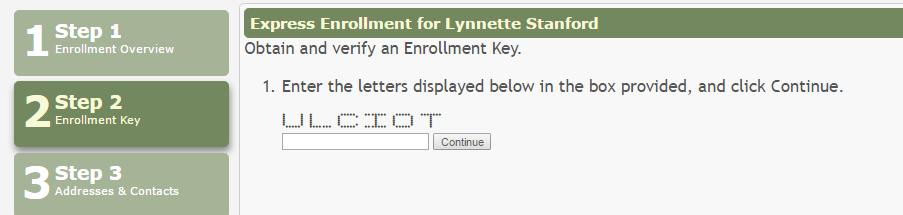 as Kinder Roundup. For Option 2, an enrollment key is generated once you correctly enter the CAPTCHA code.