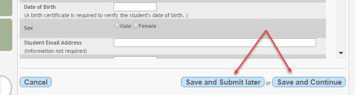 If you need to add another contact, you can click RETURN TO STEP 3 to add another contact, and then return to Step 4. 3. Under Student Information (scroll down), enter the student s data in the fields provided.