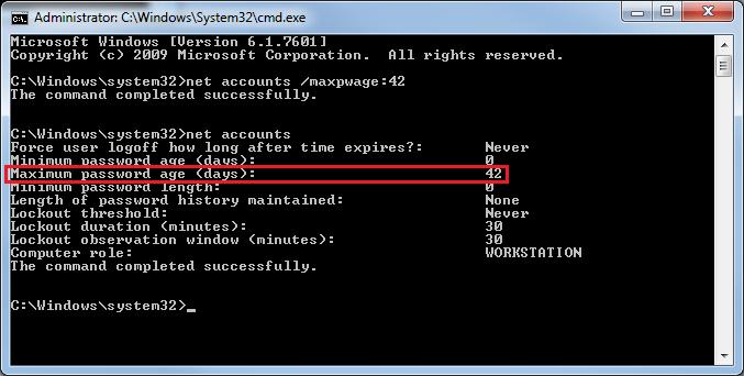 The NET Accounts method above, as well as the attached utility, change the setting for all users of the PC, as it is a global setting and not just for the user that is logged on at the time.