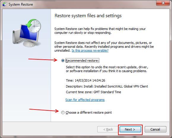 . In the search box, type System Restore, and then, in the list of results, click System Fig 1. Start Menu.