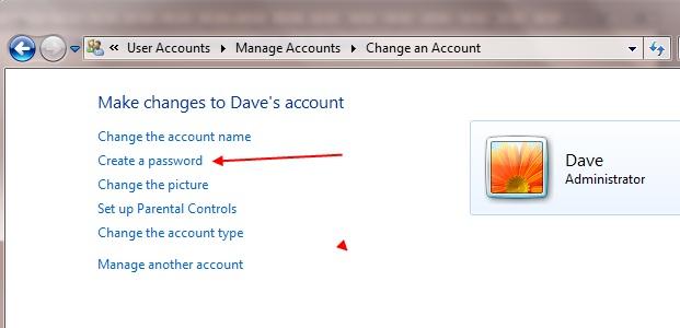 on your account icon and select create a password in the screen that appears. Fig 6.