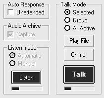 Click and hold the Talk button, or press and hold the Space Bar to speak to the Intercom Release the Talk button or Space Bar to listen Click the Listen button, or press the Escape key to end the
