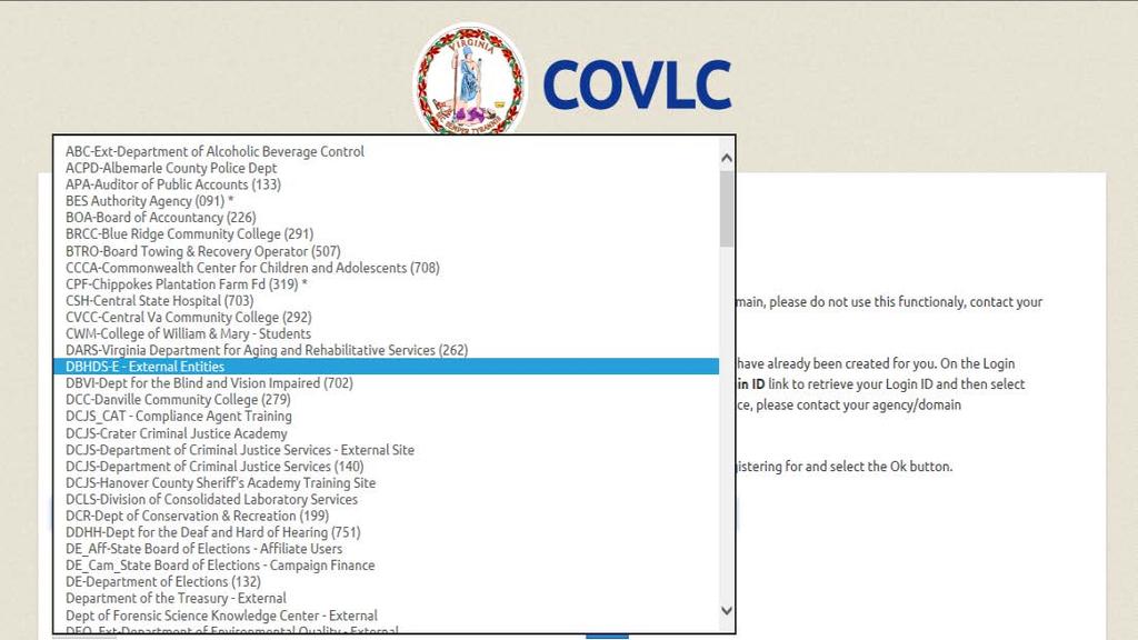 and click the blue Log In button on the COVLC homepage. On the Log In screen, select Forgot Password.