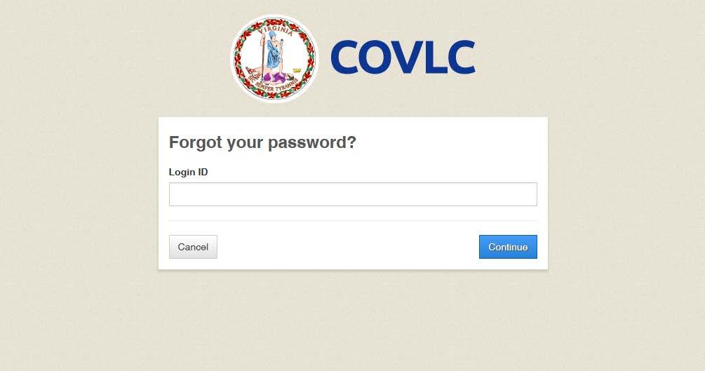 Forgot your password?: Enter your Login ID. Click Continue.