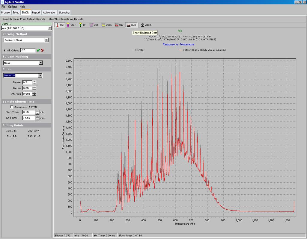 SimDis Data Analysis Tutorial Filtered signal Default signal Figure 32