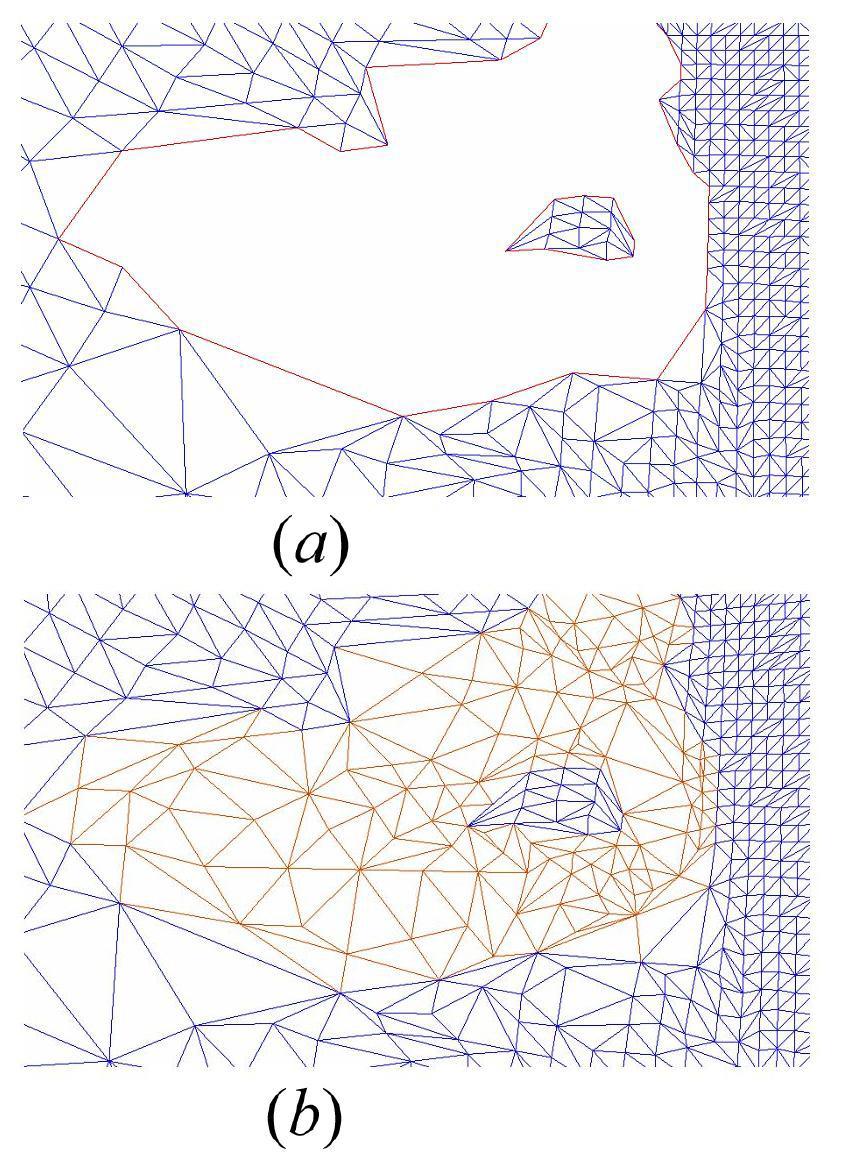 The Journal of the Society for Art and Science Vol. 14, No., pp. 6 35 Figure 6: Filling a hole with an island: (a) a hole before filling process, (b) the one after the process.