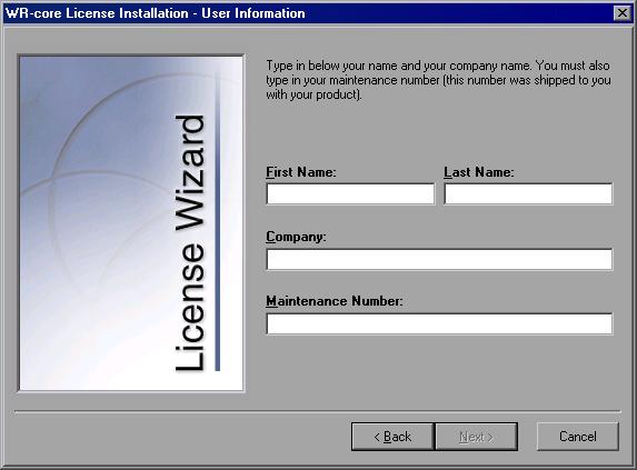 Working with WinRunner Licenses 4 Click Next. The User Information screen opens. Enter your first name, last name, and company name in the appropriate boxes.