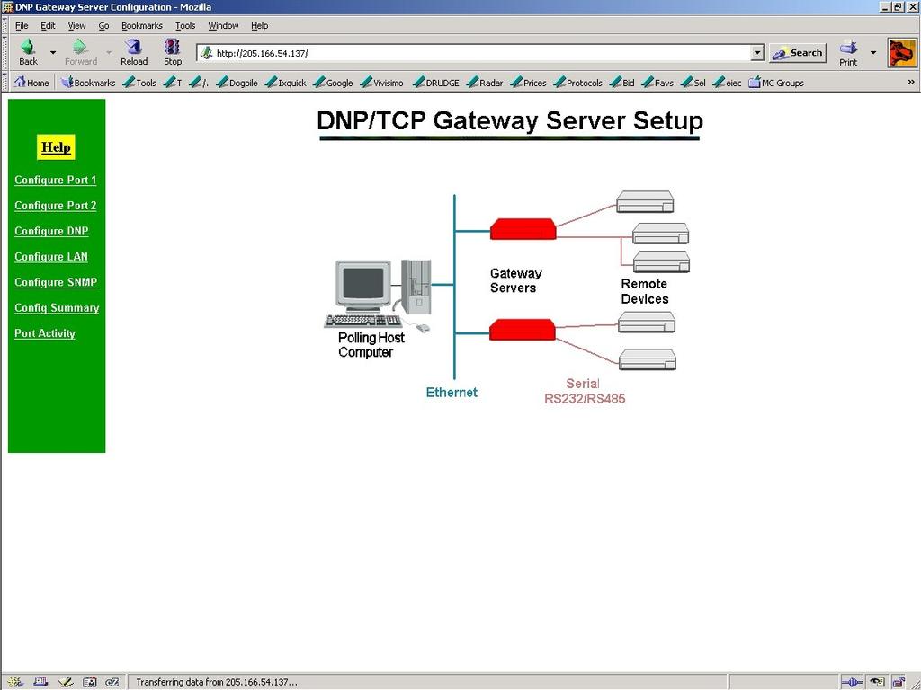 Etherseries DNP- 3 Gateway User s Guide Web-based Interface The first screen is similar to Figure 2.