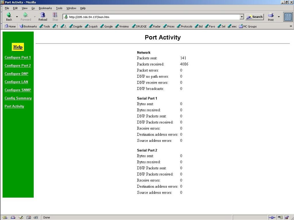 Etherseries DNP- 3 Gateway User s Guide Port Activity Screen Figure 7: Port Activity Screen Operation 38 This