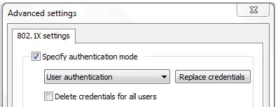 1X authentication Microsoft: Protected EAP (PEAP) Settings Check Specify Authentication Mode Fallback to