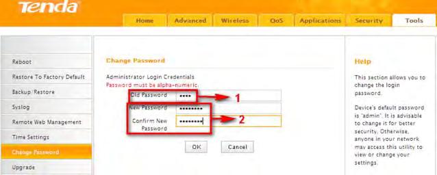 8.7 Login Password This section allows you to change login password for accessing device s Web-based interface for better security. 1.