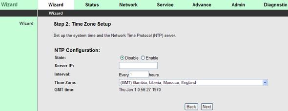 Enter the correct password and then click NEXT. The page shown in the following figure appears. In this page, you can set the system time and Network Time Protocol (NTP) server.