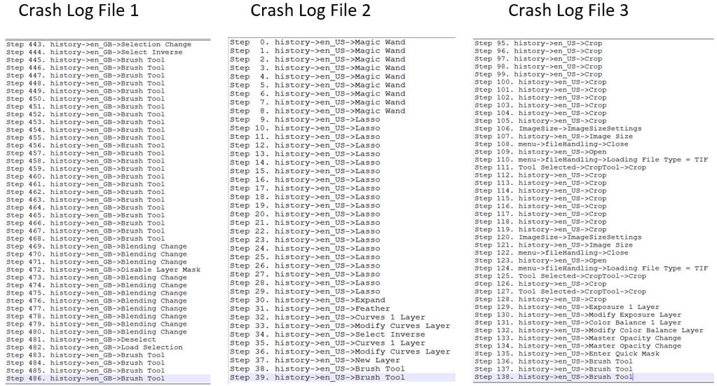 (fig 2. Screenshot of User Steps Logs) I.