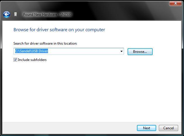Windows will ask for the location of the driver.