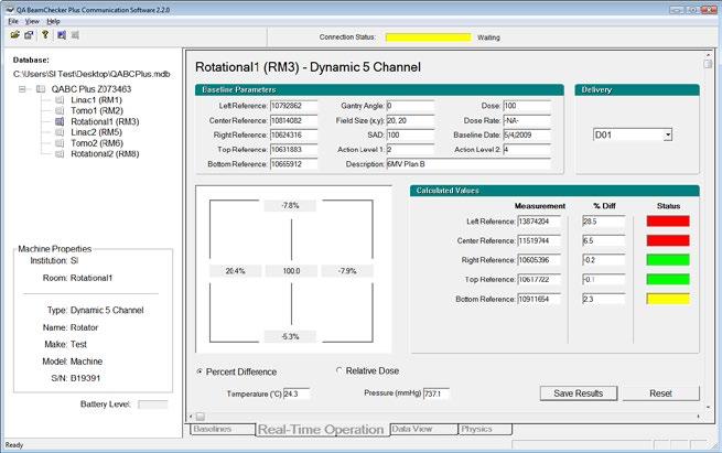 Get access to baseline settings along with percentage comparisons, temperature/ pressure readings, and precise chamber measurement information.