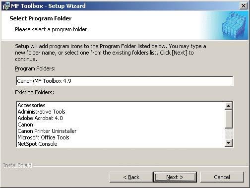 folder to be installed click