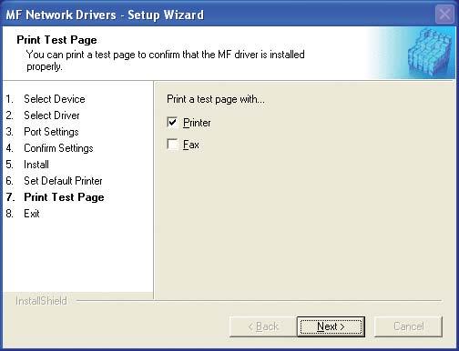 14 Select the driver type (Printer and/or Fax)
