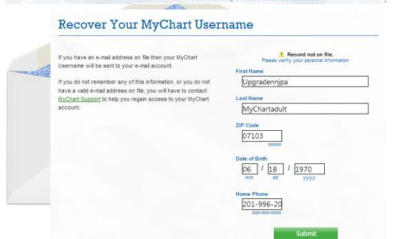 Forgot MyChart Username? In the event that you forget your HUMC MyChart Username, you can retrieve it from the website as long as you have an e-mail address on file.