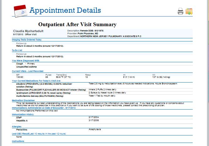 Visit History Visit Summaries View visit summaries and admission summaries to see details for past appointments and hospitalizations.