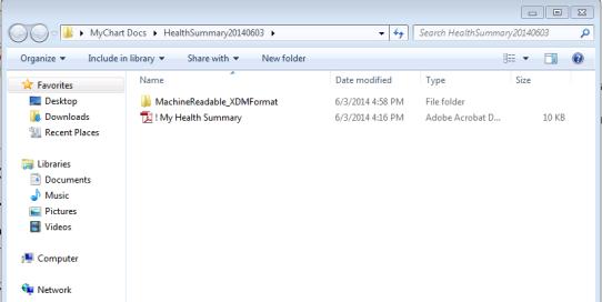 Your downloaded, machine-readable Personal Health Summary document is in a format called "CDA.