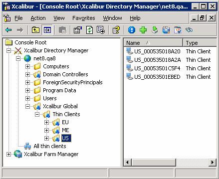 Step 1 - Select the OU containing the target device 1. Launch the Xcalibur Global Management Console: From the Task Bar select: Start\Programs\Xcalibur Global 1.1\Management Console 2.