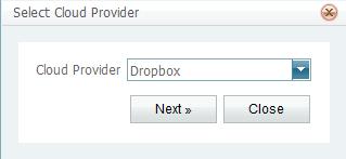 2. On the Select Cloud Provider window, select Dropbox and then click Next. 3.