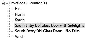 Dbl Glass Door No Trim Level 1 - South Entry Dbl Glass Door with Sidelights To rename, highlight the level name and press F2.