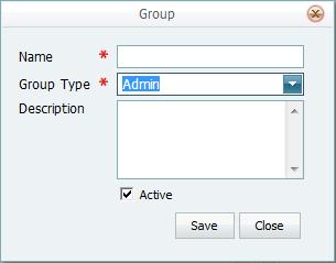 3.2.1 Creating a Group 1. On the Feature pane, select Manage Groups in the Access Security group. 2. Click the Add button. The Group window is displayed. 3. Type a name for the group in the Name box.