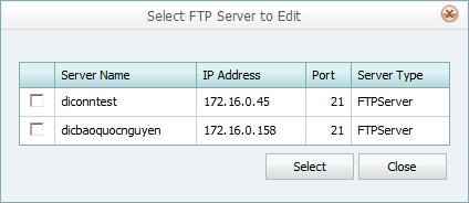 3. Select the appropriate type of FTP server in the Server Type drop-down list. 4. Type the FTP server s IP Address in the IP Address box. 5.