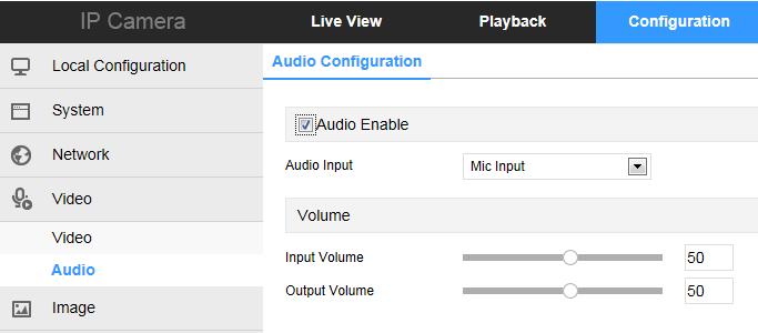 Open the audio, pull bar to set the input volume (range 0-100 range optional). Click Save to complete the setting. 4.5.