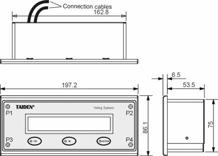 3.3 Installation 3.3.1 Flush-mounting installation of HCS-4368/50 series voting unit a. Cut a hole in the table according to the dimensions in figure 3.3; b.