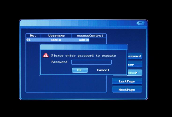 password first before next operation) 4) Click to restore factory