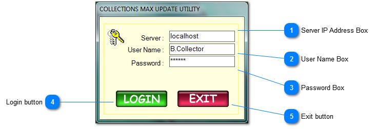 Logging In When you first log into the Collections MAX you will see the login box. You will need your login credentials from the administrator of the Collections MAX system you are trying to access.