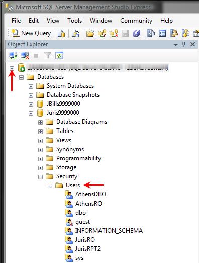 3. In the Object Explorer pane, expand the database nodes all the way