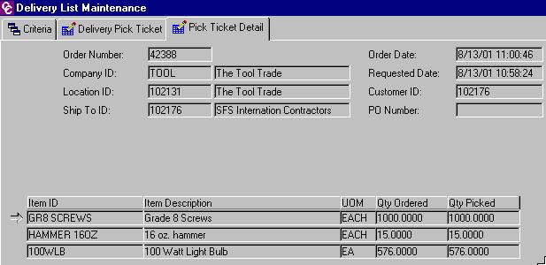 3 PROOF OF DELIVERY PERSONAL DIGITAL ASSISTANT GUIDE Pick Ticket Detail Tab The Pick Ticket Detail tab allows you to see detailed information about each pick ticket that is available for delivery.