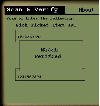 5 PDA SCAN AND VERIFY PERSONAL DIGITAL ASSISTANT GUIDE To use the program, scan your pick ticket s UPC barcode. Then scan the barcode on the item or shelf label.
