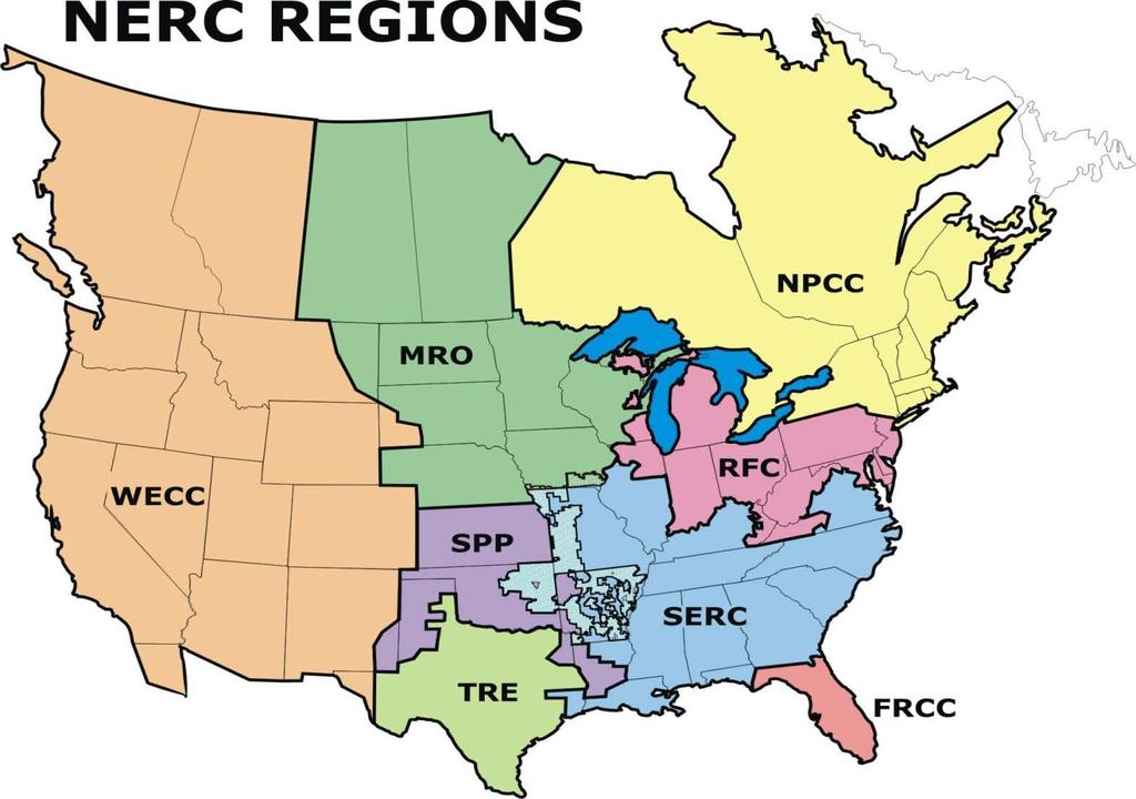 FRCC - Florida Reliability Coordinating Council MRO - Midwest Reliability Organization NPCC - Northeast Power Coordinating Council RFC - Reliability First