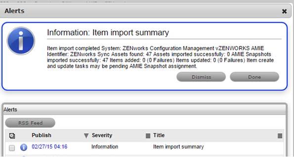 After the Import is complete, an alert appears providing import results. 2.10.2 AMIE Import Alert Alerts are generated for the Admin User after the AMIE synch is completed.