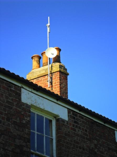 From Yorkgate they beam a high bandwidth wireless link to our village primary relay masts.