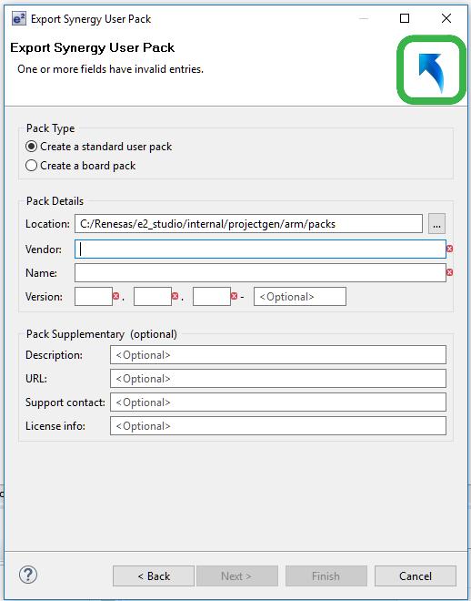 Figure 23 Setting the Pack information Once those details have been filled in, you can now select